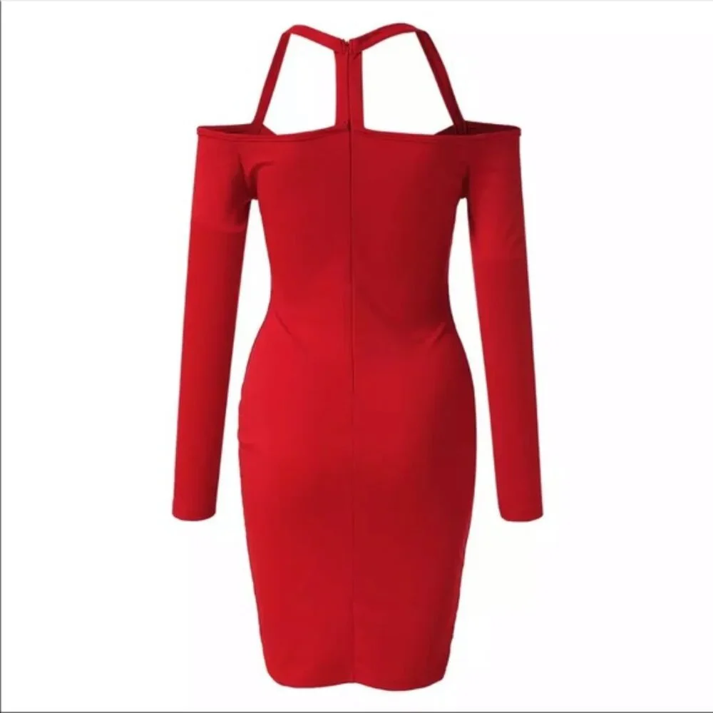 Sexy V-Neck Midi Bodycon Dress - NWT 👗 - Picture 3 of 5
